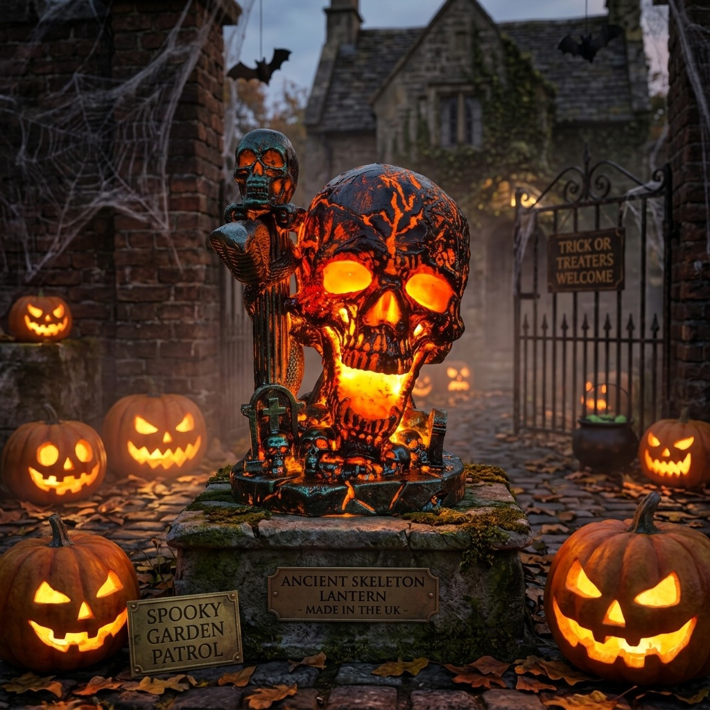 🎃💀Gothic Skull Pumpkin Light Sculpture