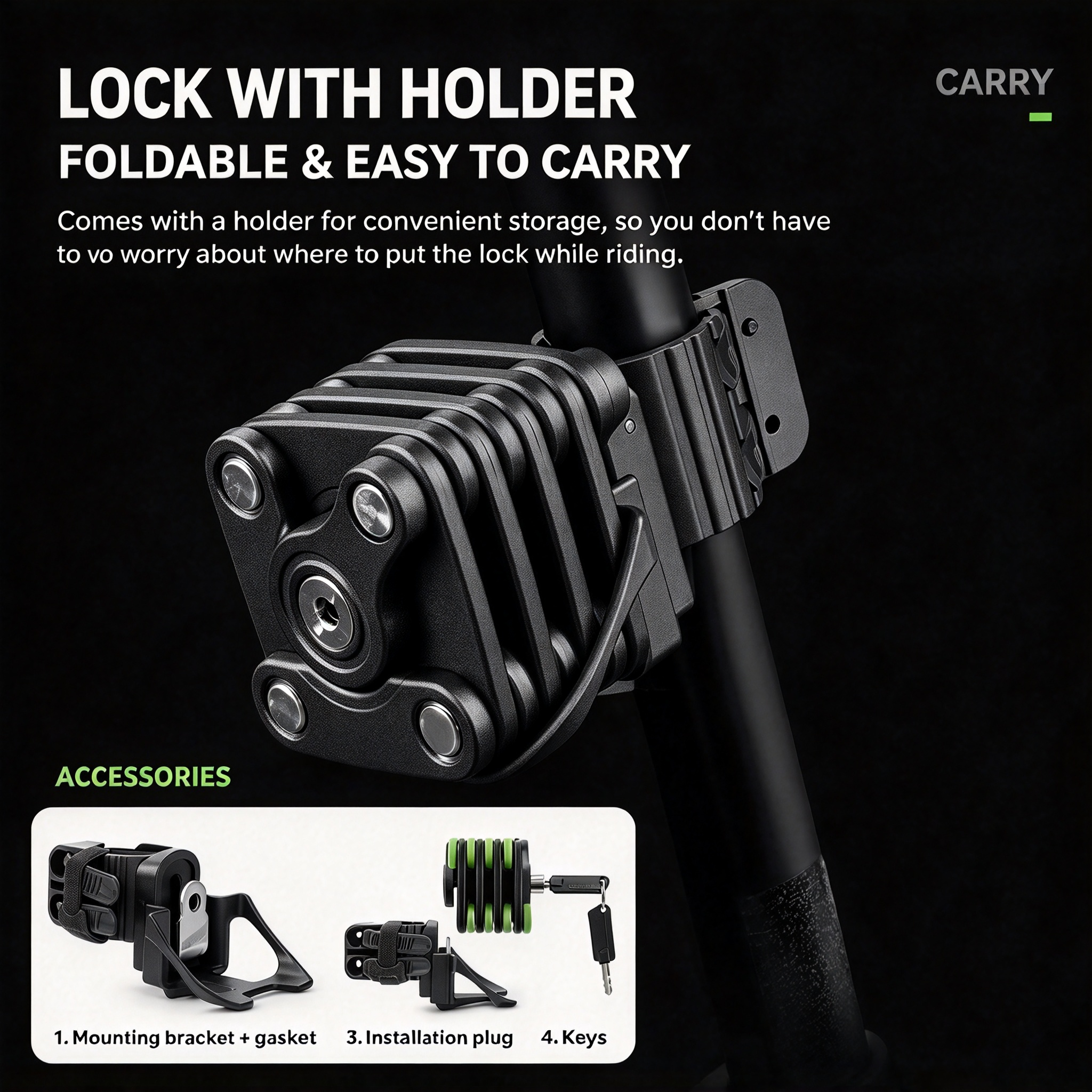 🔥 FLASH SALE 49% OFF 🔥 Waterproof Foldable Bike Lock with Mounting Bracket | Cycling Anti-Theft Gear 🔒