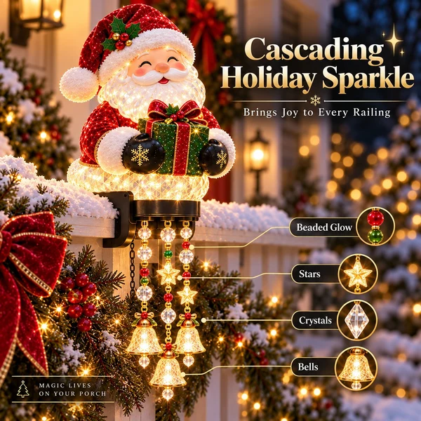 Holiday Railing Charm – Christmas Porch Decor with Warm Glow🎄