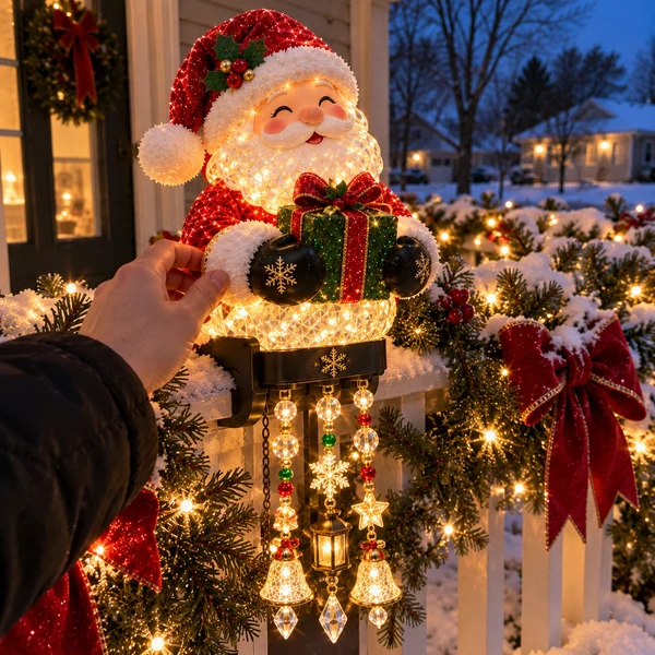 Holiday Railing Charm – Christmas Porch Decor with Warm Glow🎄