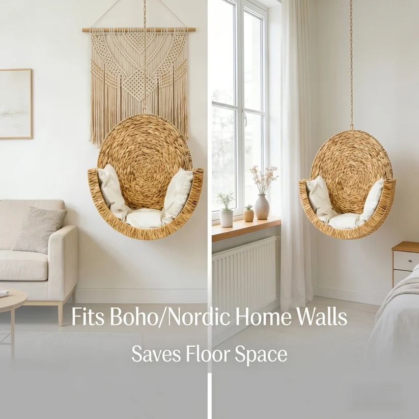 Wall-Mounted Cat Bed – Handwoven Water Hyacinth | Zero Floor Space🐱