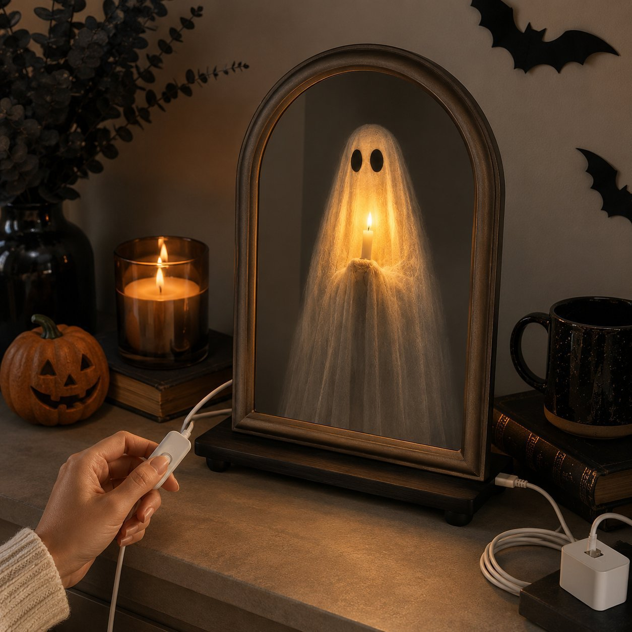 Phantom Reflection™ Haunted Ghost Mirror Lamp