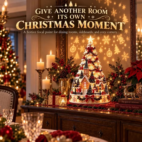 ⭐🎄 Christmas Village Tree Tabletop Decor With Projector