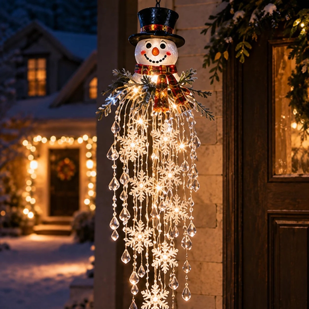 Frostfall Crystal Ornament – Hanging Snowflake LED Porch Light❄️