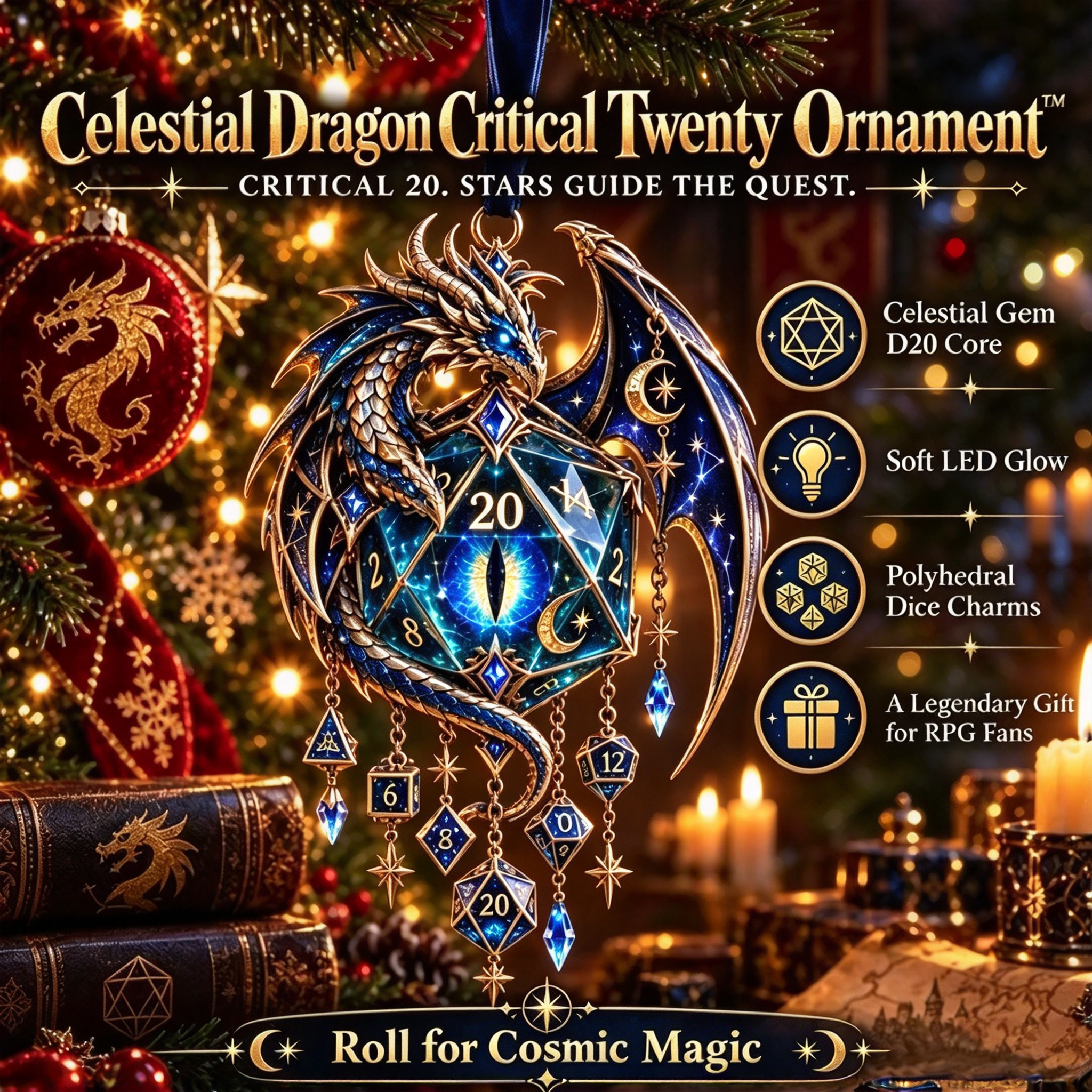 ✨ Mythic Guardian D20 Ornament – 6 Enchanted Glowing Designs ✨