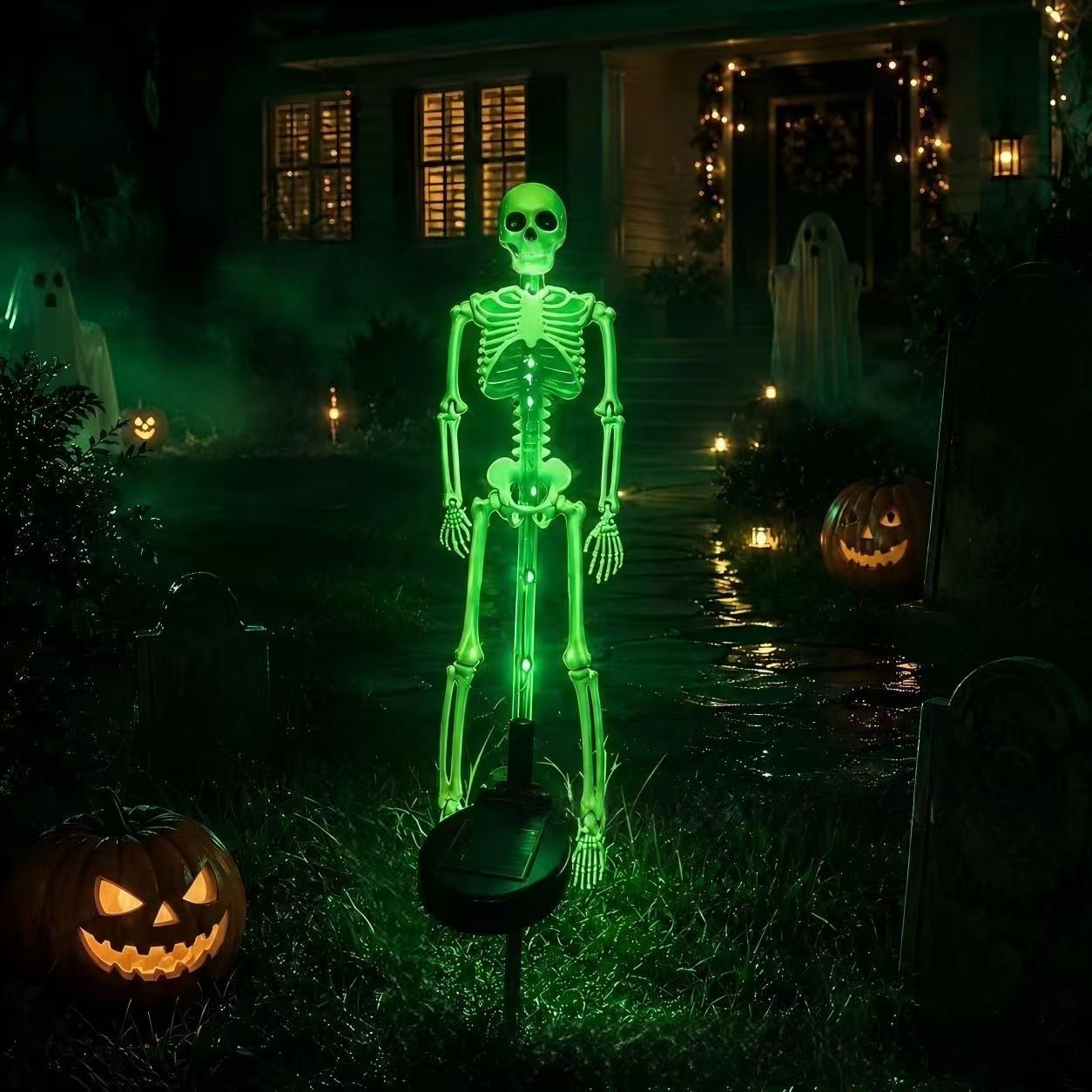 Graveyard Guardian Solar Light Gothic Skeleton Garden Stake Lamp