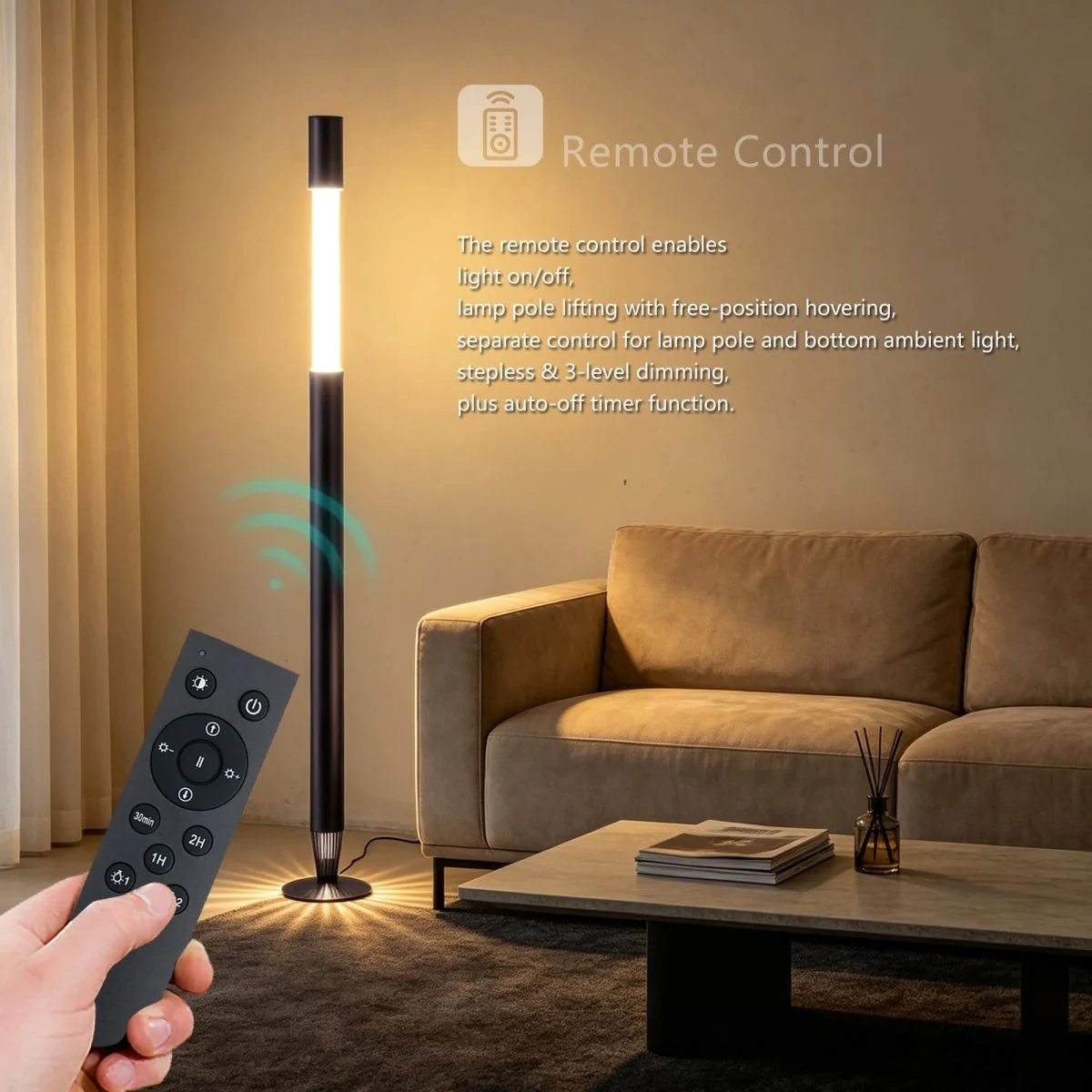 Smart lamp in modern home setting