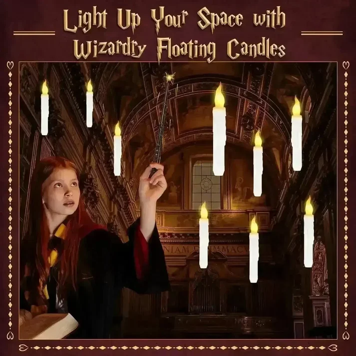 Magical Floating Candles – with Wand Remote | Flameless & Enchanted
