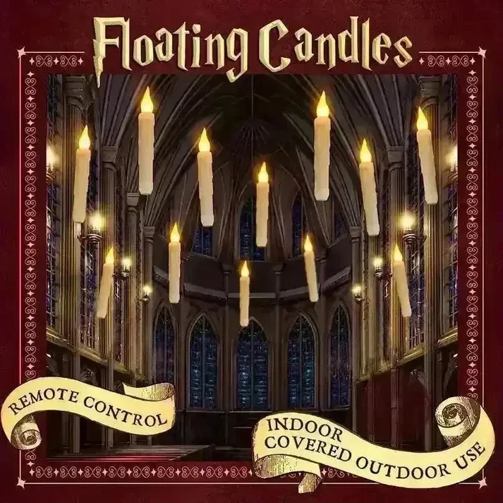 Magical Floating Candles – with Wand Remote | Flameless & Enchanted