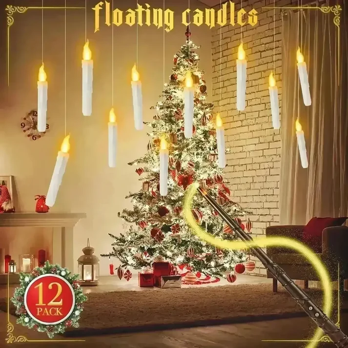 Magical Floating Candles – with Wand Remote | Flameless & Enchanted