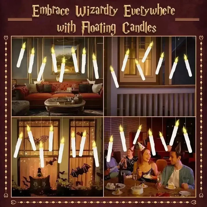 Magical Floating Candles – with Wand Remote | Flameless & Enchanted