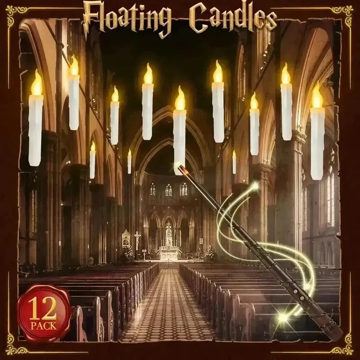 Magical Floating Candles – with Wand Remote | Flameless & Enchanted