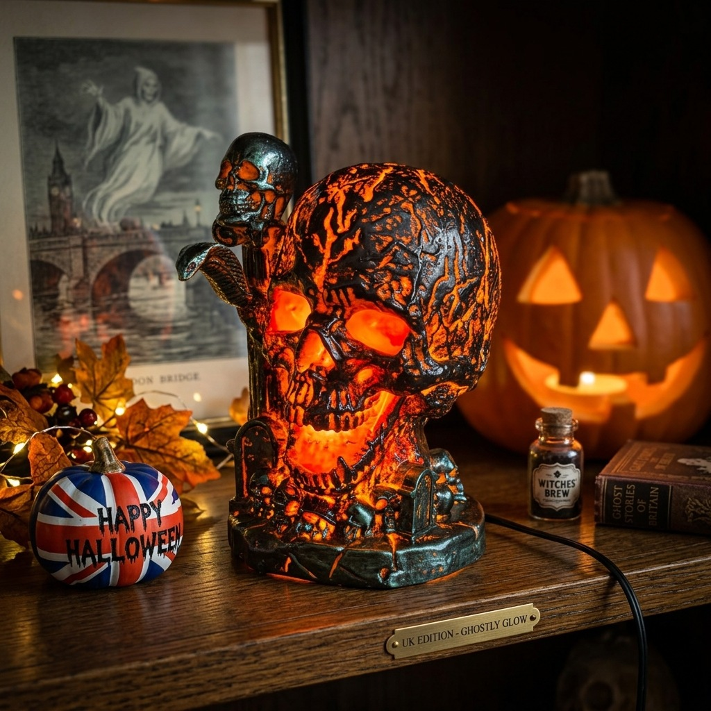 🎃💀Gothic Skull Pumpkin Light Sculpture