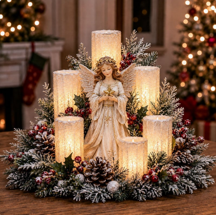 Holiday Glow Centerpiece – Flameless LED Christmas Table Decor✨