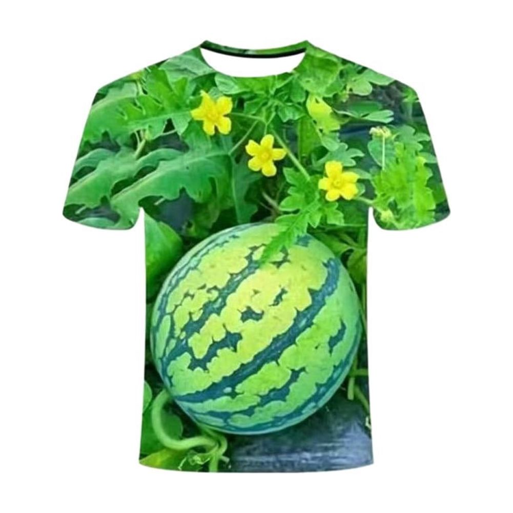 Funny 3D Watermelon Belly T Shirt, Summer Fruit Graphic Tee, Novelty Dad BOD Shirt, Lightweight Loose Fit