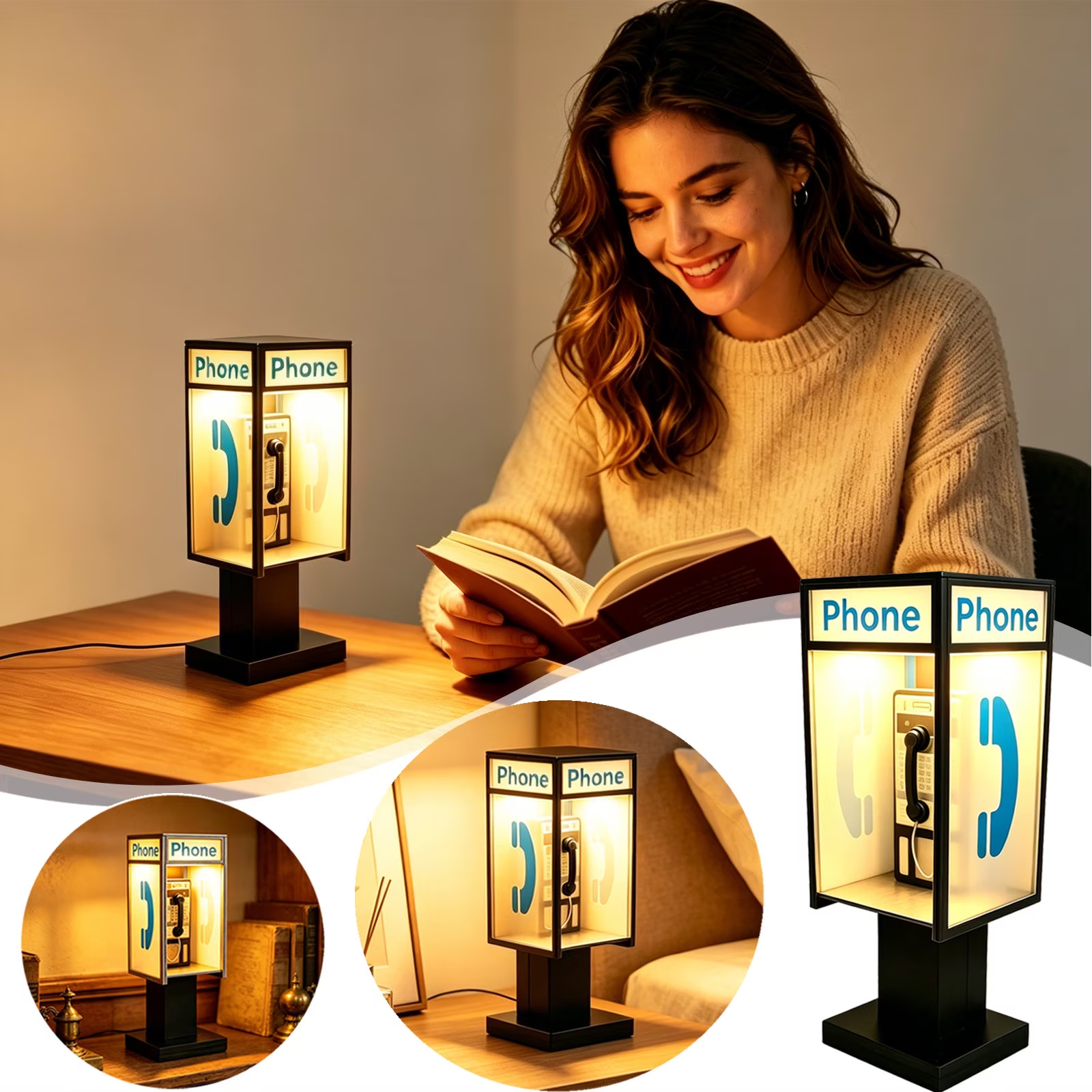 💡Vintage Telephone Booth Table Lamp