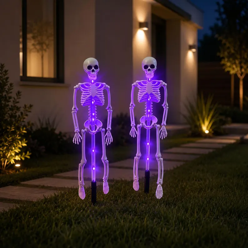 Graveyard Guardian Solar Light Gothic Skeleton Garden Stake Lamp