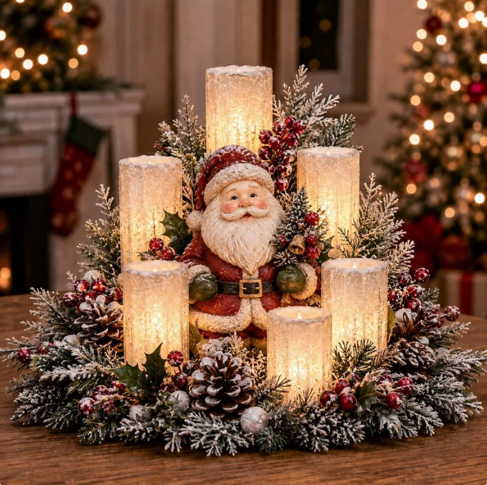 Holiday Glow Centerpiece – Flameless LED Christmas Table Decor✨