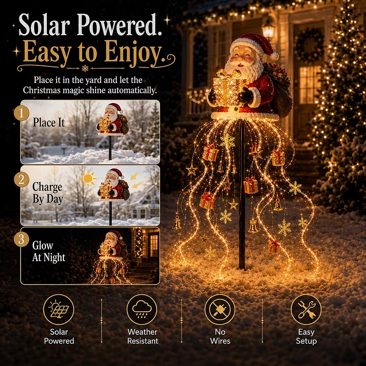 ❄️Santa's Gift Fountain Light – Solar Christmas Yard Stake Decor🎅