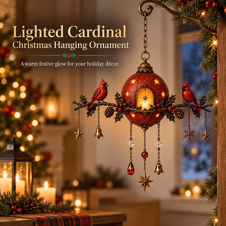 Lighted Cardinal Ornament – Warm Glow Christmas Hanging Decor 🐦