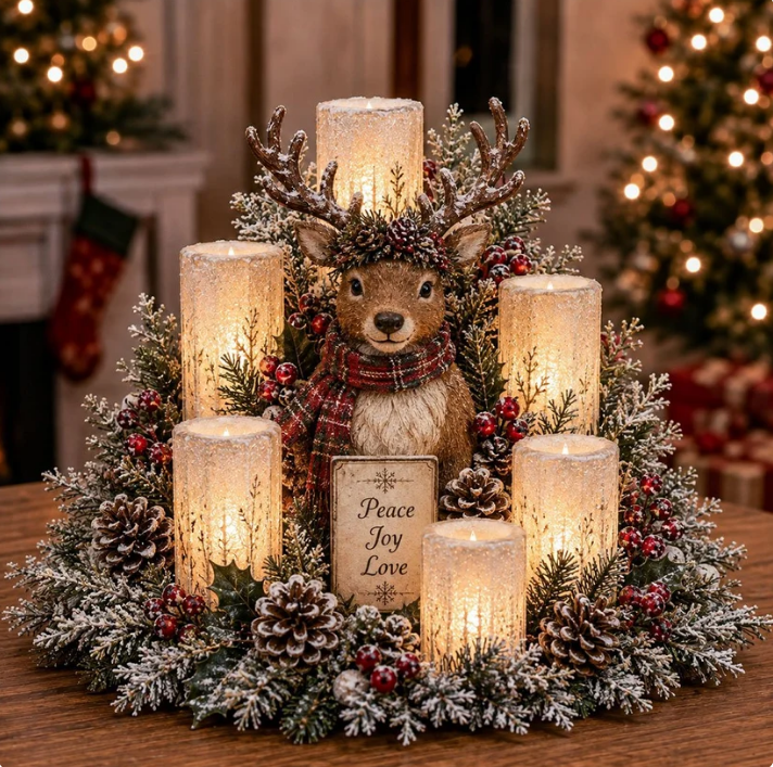 Holiday Glow Centerpiece – Flameless LED Christmas Table Decor✨