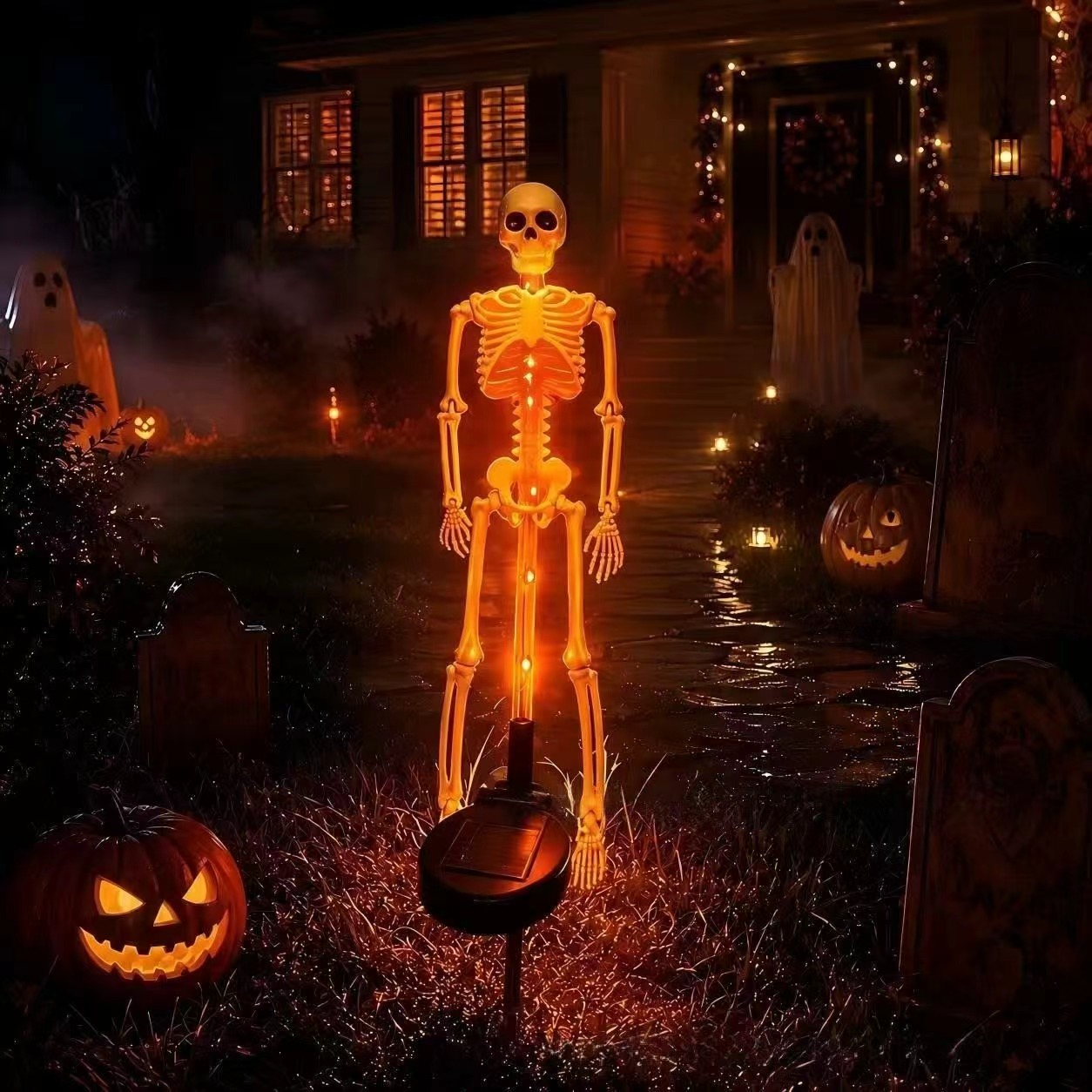Graveyard Guardian Solar Light Gothic Skeleton Garden Stake Lamp