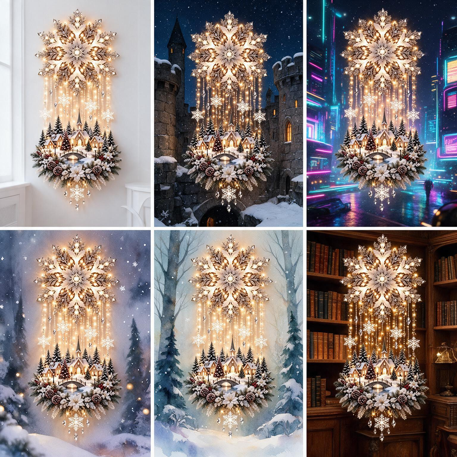 ❄️ Snowy Haven – Lighted Winter Village Wall Decor ❄️