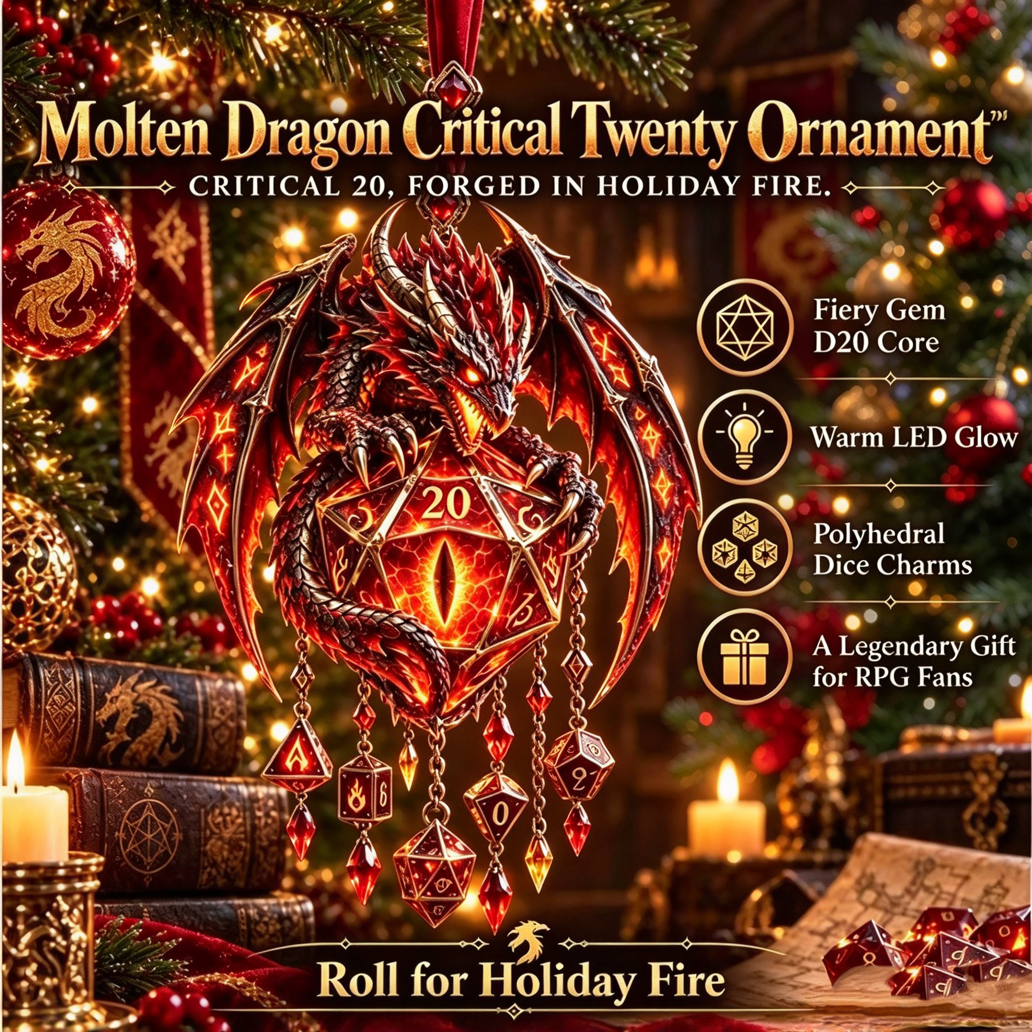 ✨ Mythic Guardian D20 Ornament – 6 Enchanted Glowing Designs ✨