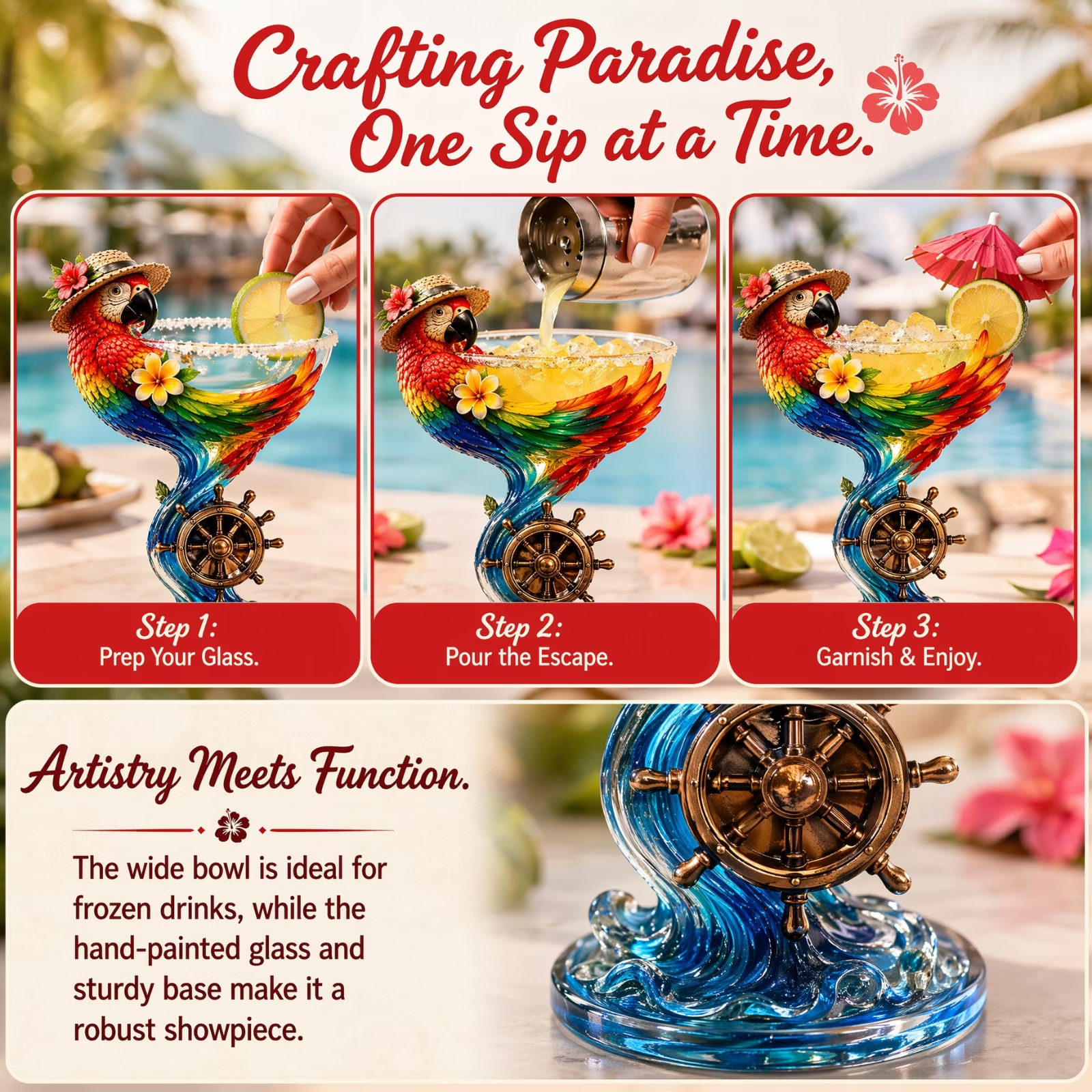 Paradise Parrot™ Tropical Art Goblet
