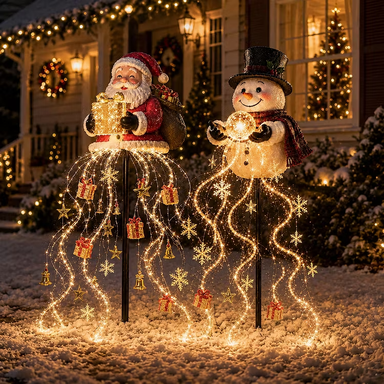 ❄️Santa's Gift Fountain Light – Solar Christmas Yard Stake Decor🎅