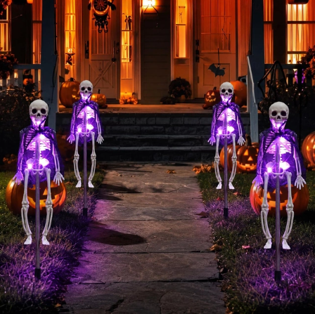 Graveyard Guardian Solar Light Gothic Skeleton Garden Stake Lamp