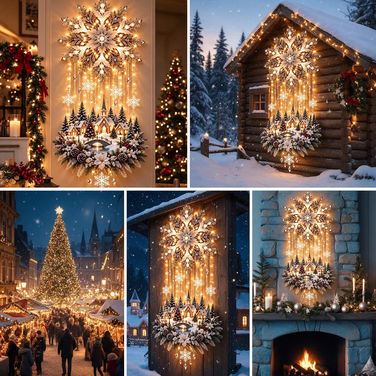 ❄️ Snowy Haven – Lighted Winter Village Wall Decor ❄️
