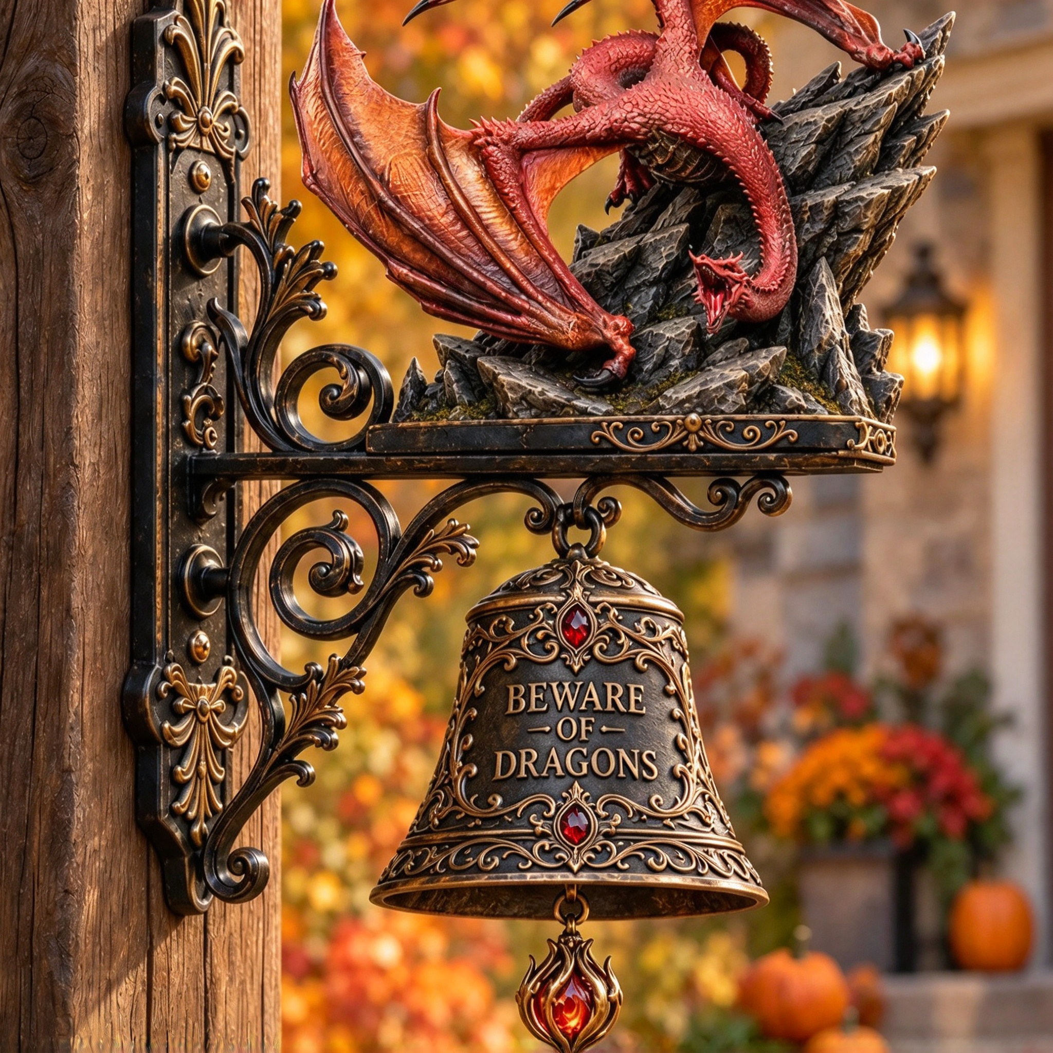 🐉 Elder Guardian Door Chime – Gothic Dragon & Gargoyle Wall Bell 🐉
