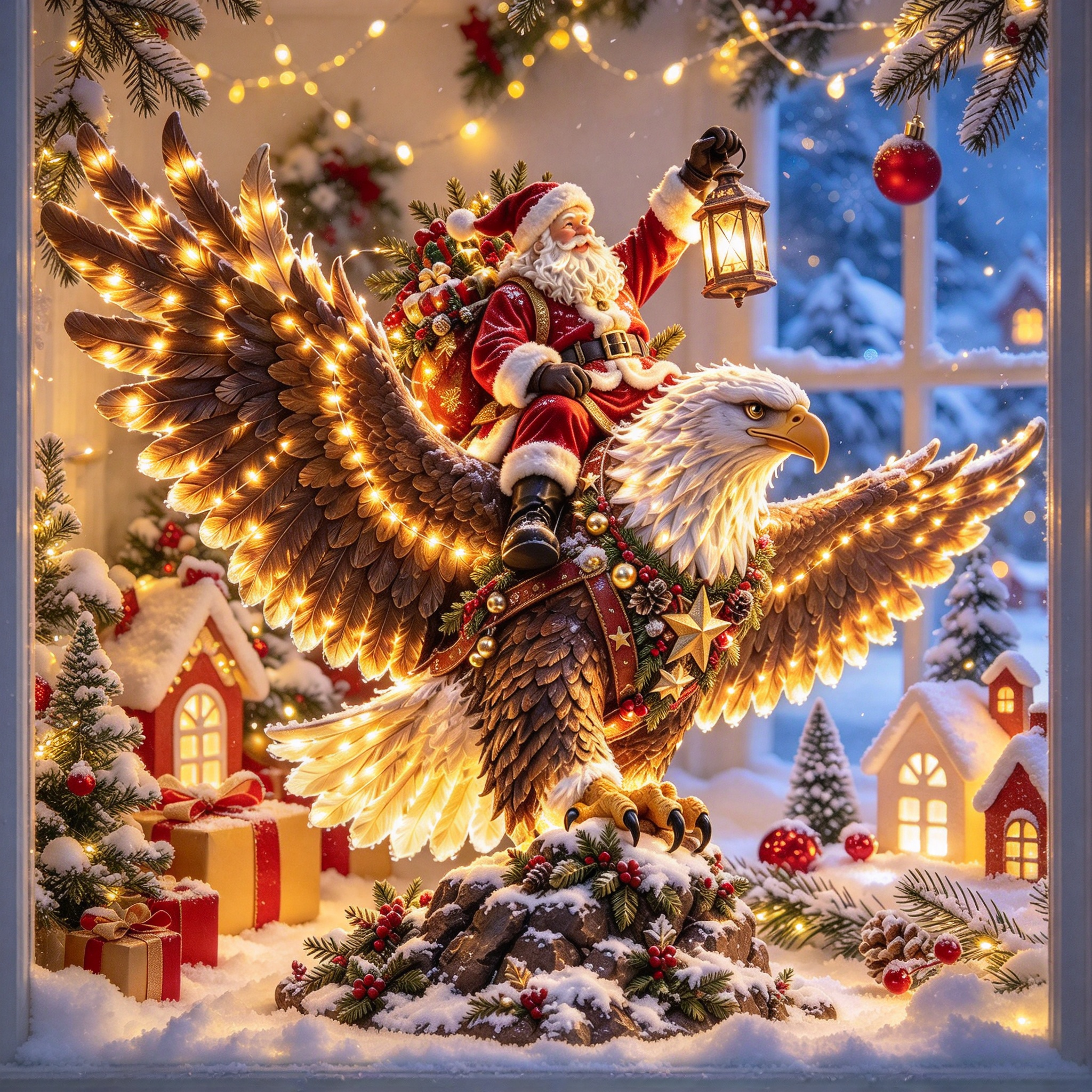 Sky Rider Santa displayed in a Christmas home