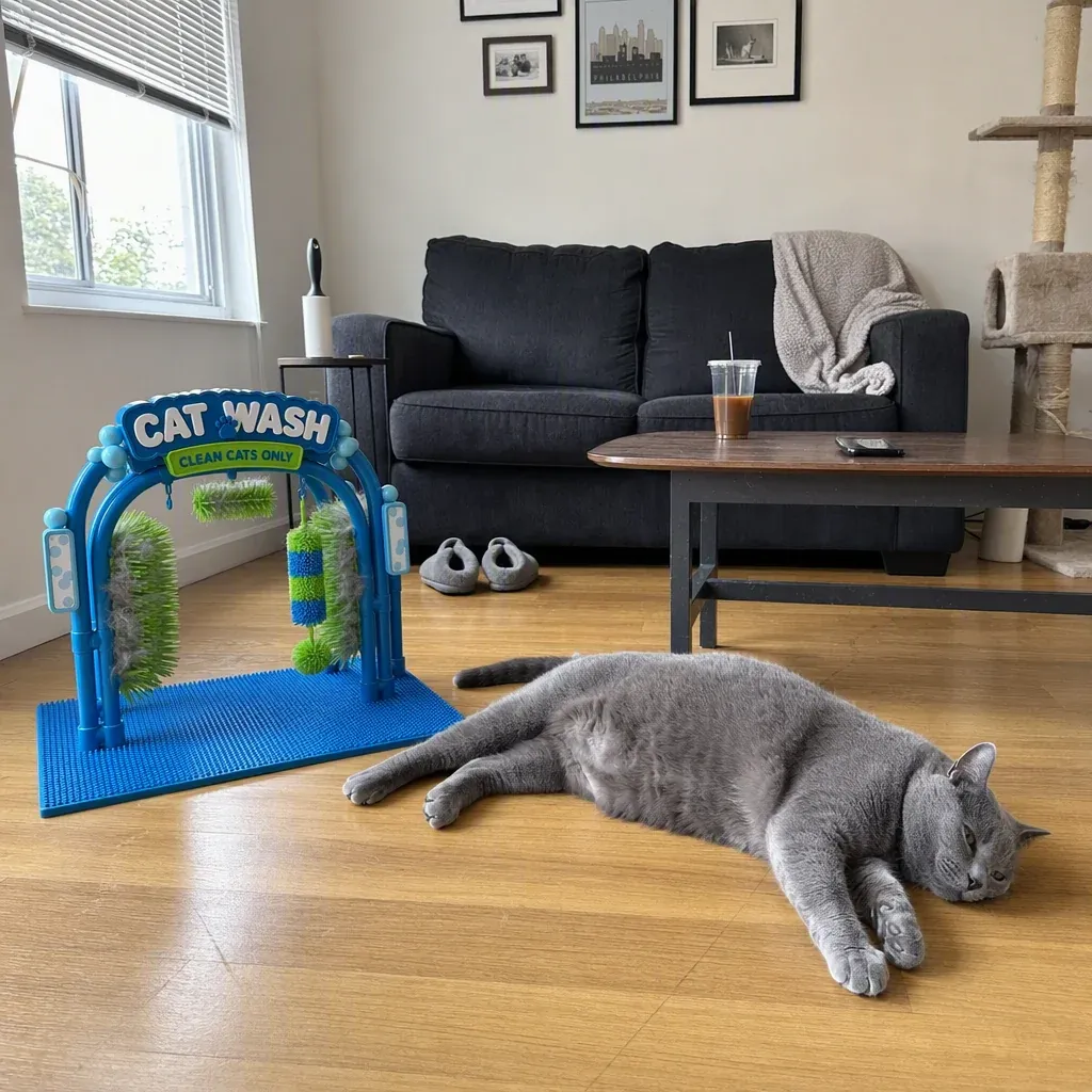 Car wash themed CAT WASH grooming arch detail