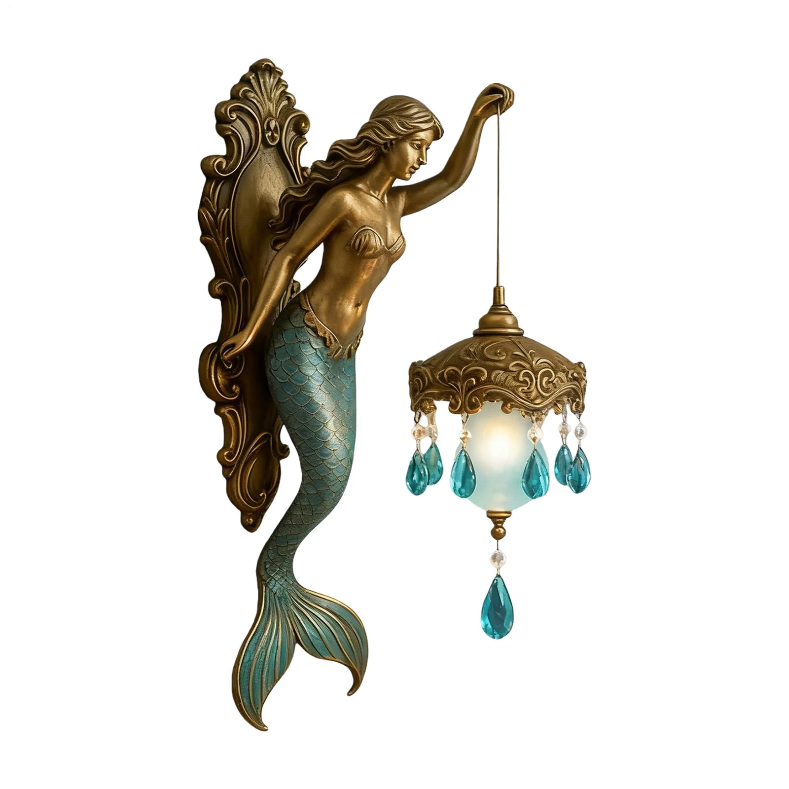 Mermaid Wall Lamp – Resin Vintage Ocean-Themed Light🌙