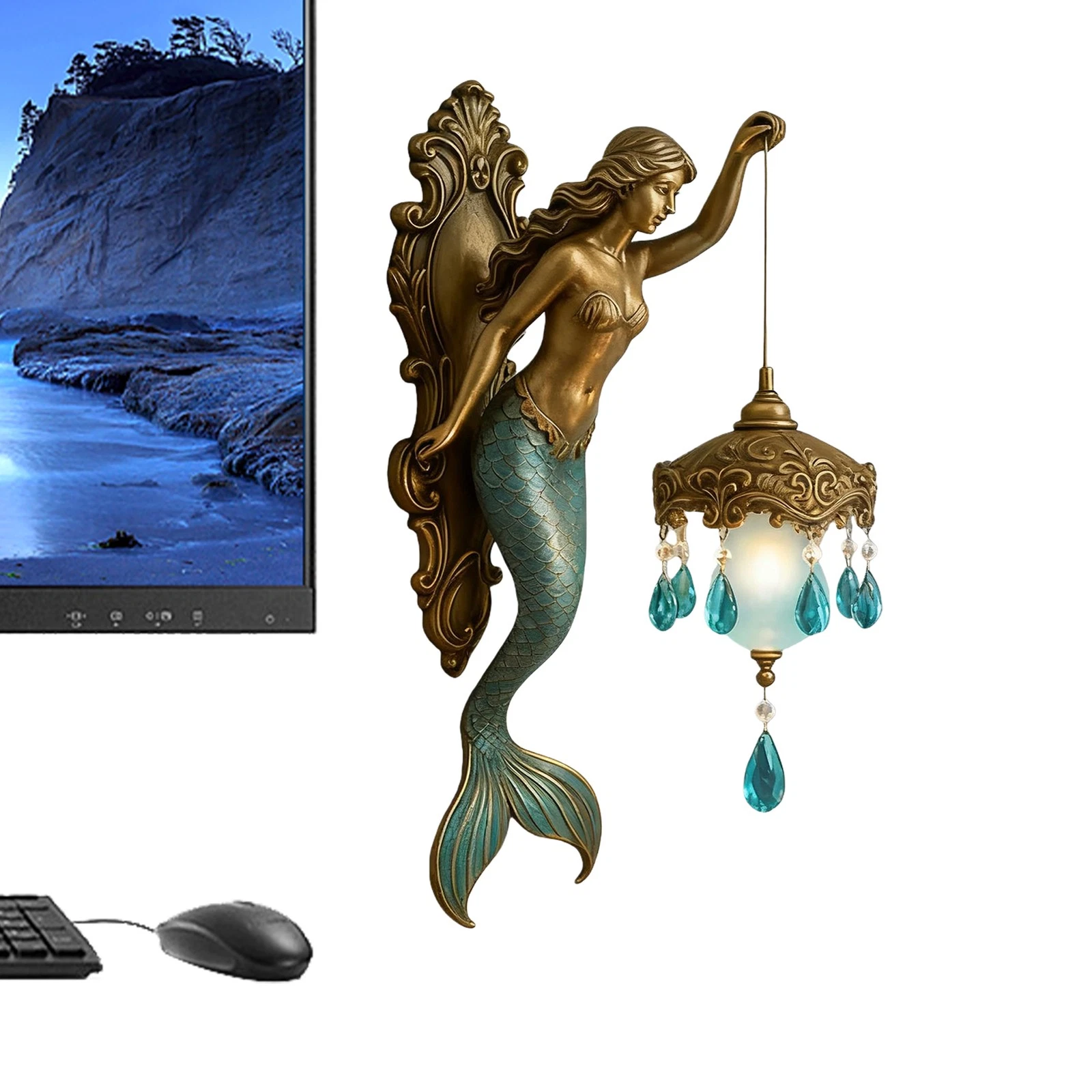Mermaid Wall Lamp – Resin Vintage Ocean-Themed Light🌙