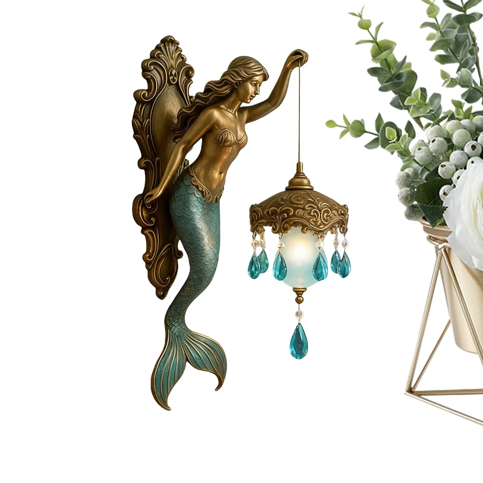 Mermaid Wall Lamp – Resin Vintage Ocean-Themed Light🌙