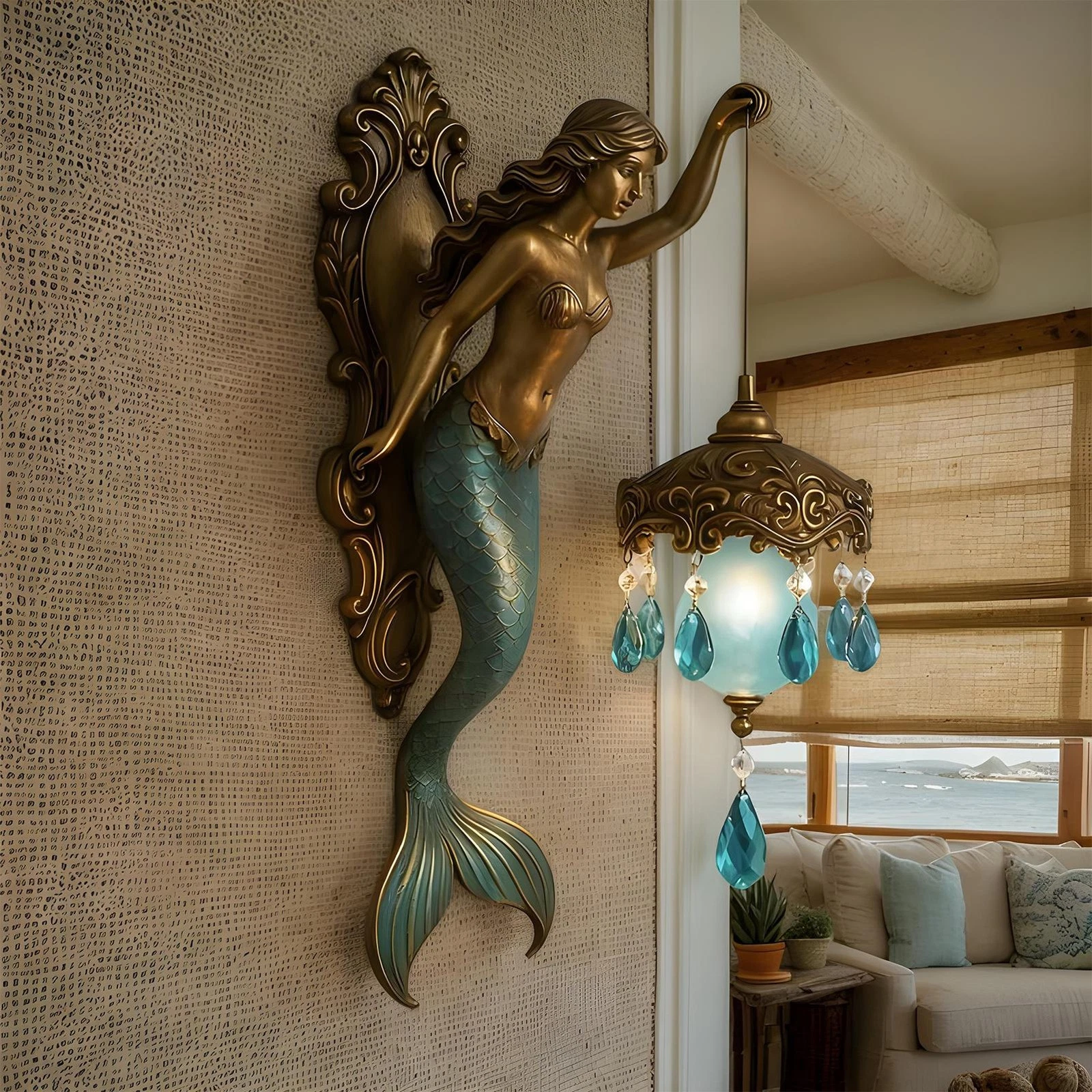 Mermaid Wall Lamp – Resin Vintage Ocean-Themed Light🌙