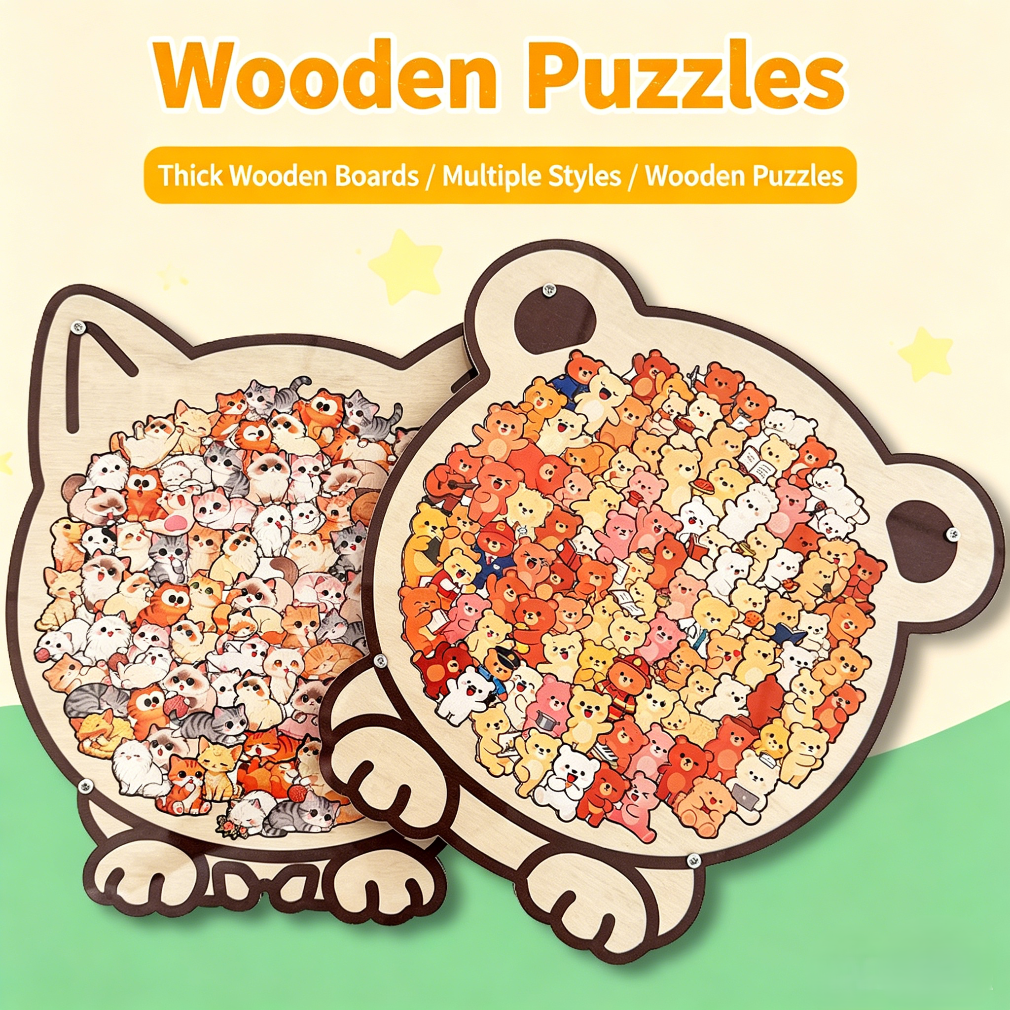 🐱 Animal Shaped Wooden Jigsaw Puzzle