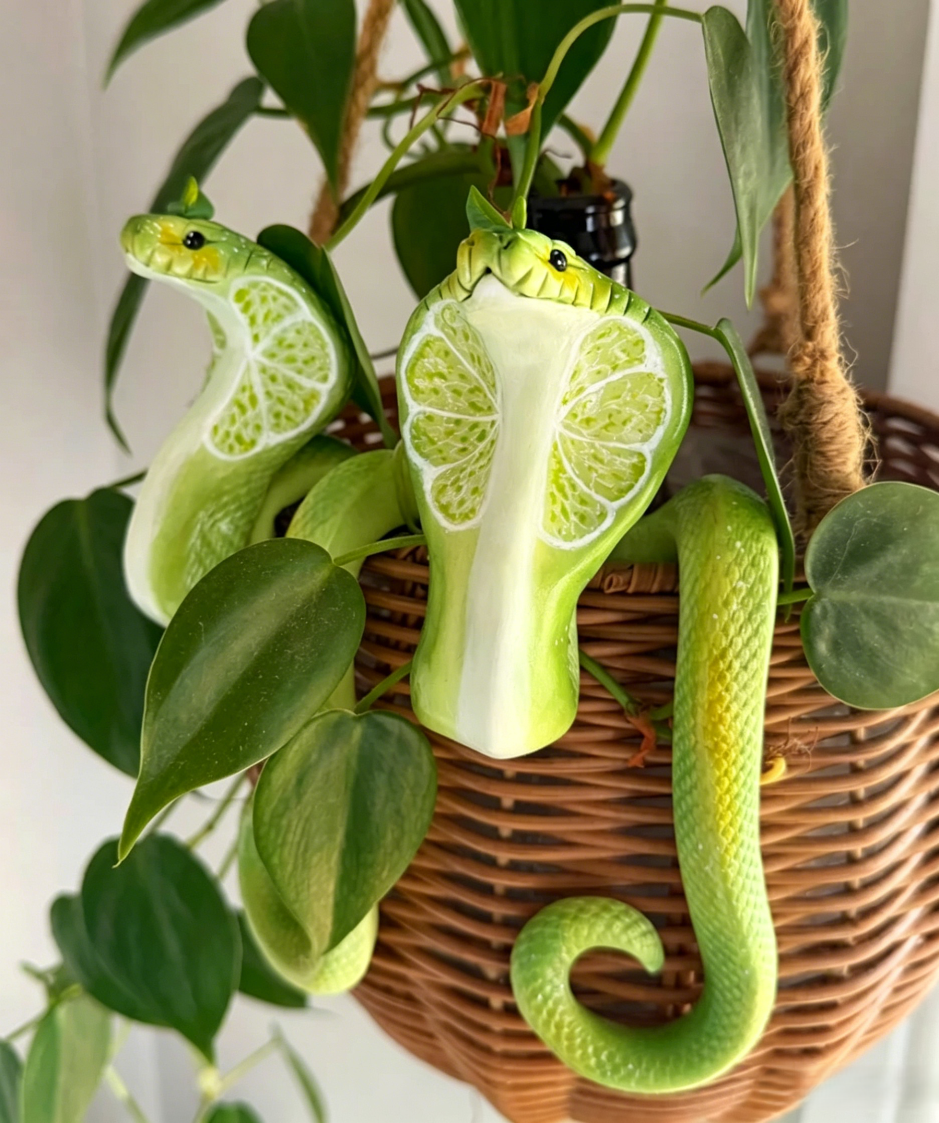 🐍Lime Cobra Plant Pot Hanger 