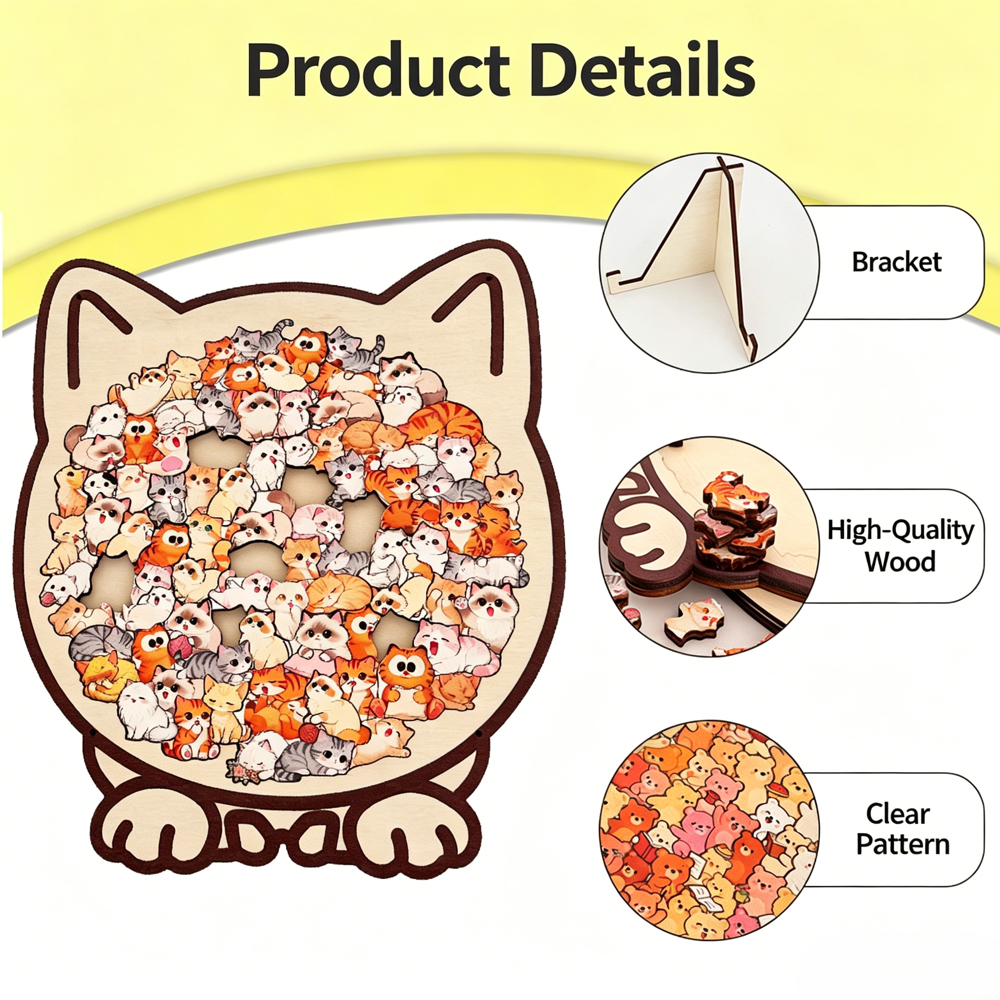 🐱 Animal Shaped Wooden Jigsaw Puzzle