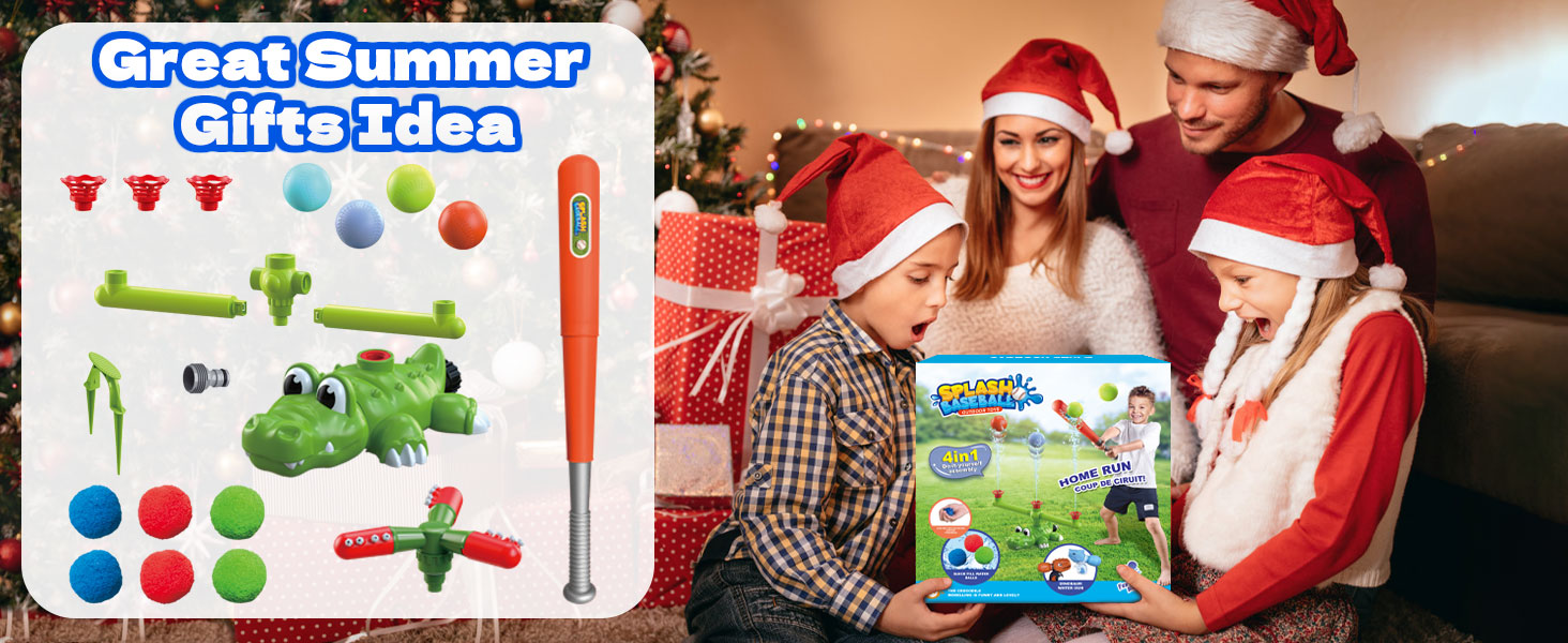 4-in-1 Sprinkler Baseball &amp;amp; Water Ball Toy Outside Water Game Toys for Kids Ages 3-8