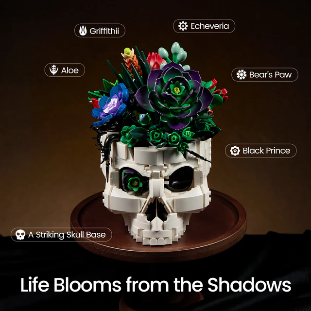Gothic Skull Succulent Bouquet Building Block Set