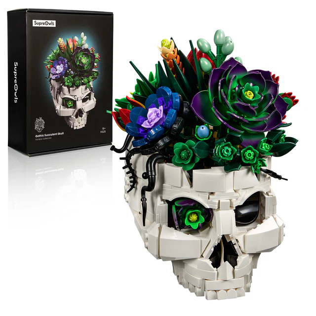 Gothic Skull Succulent Bouquet Building Block Set