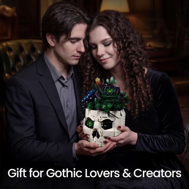 Gothic Skull Succulent Bouquet Building Block Set