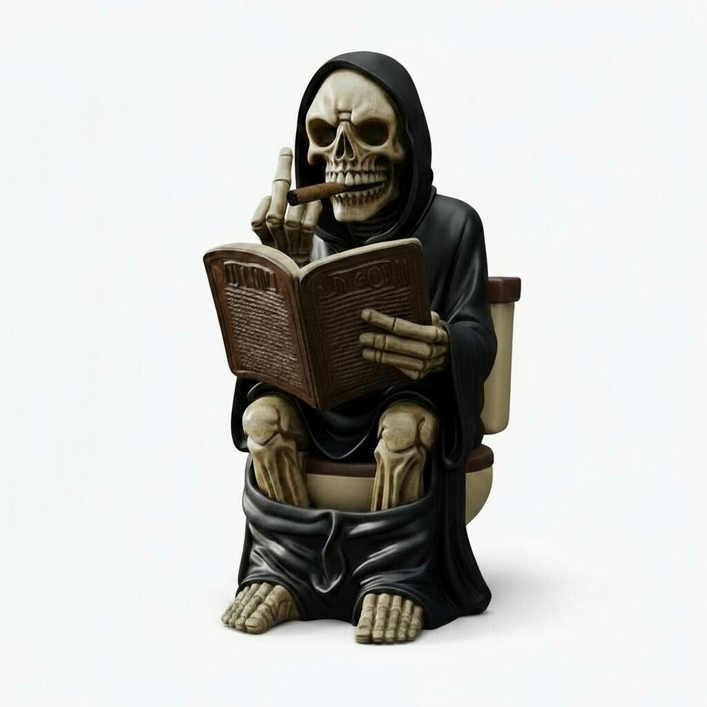 💀 Grim Reaper Toilet Figurine | Funny Gothic Bathroom Decor