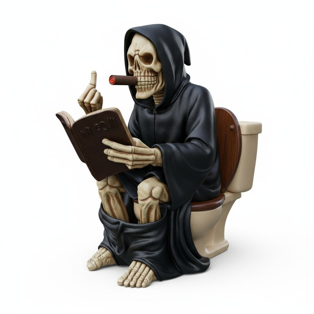 💀 Grim Reaper Toilet Figurine | Funny Gothic Bathroom Decor