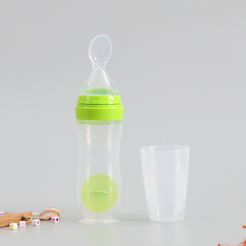 🍼 Baby Silicone Spoon Feeder Bottle | Squeeze Feeding Bottle for First Solids