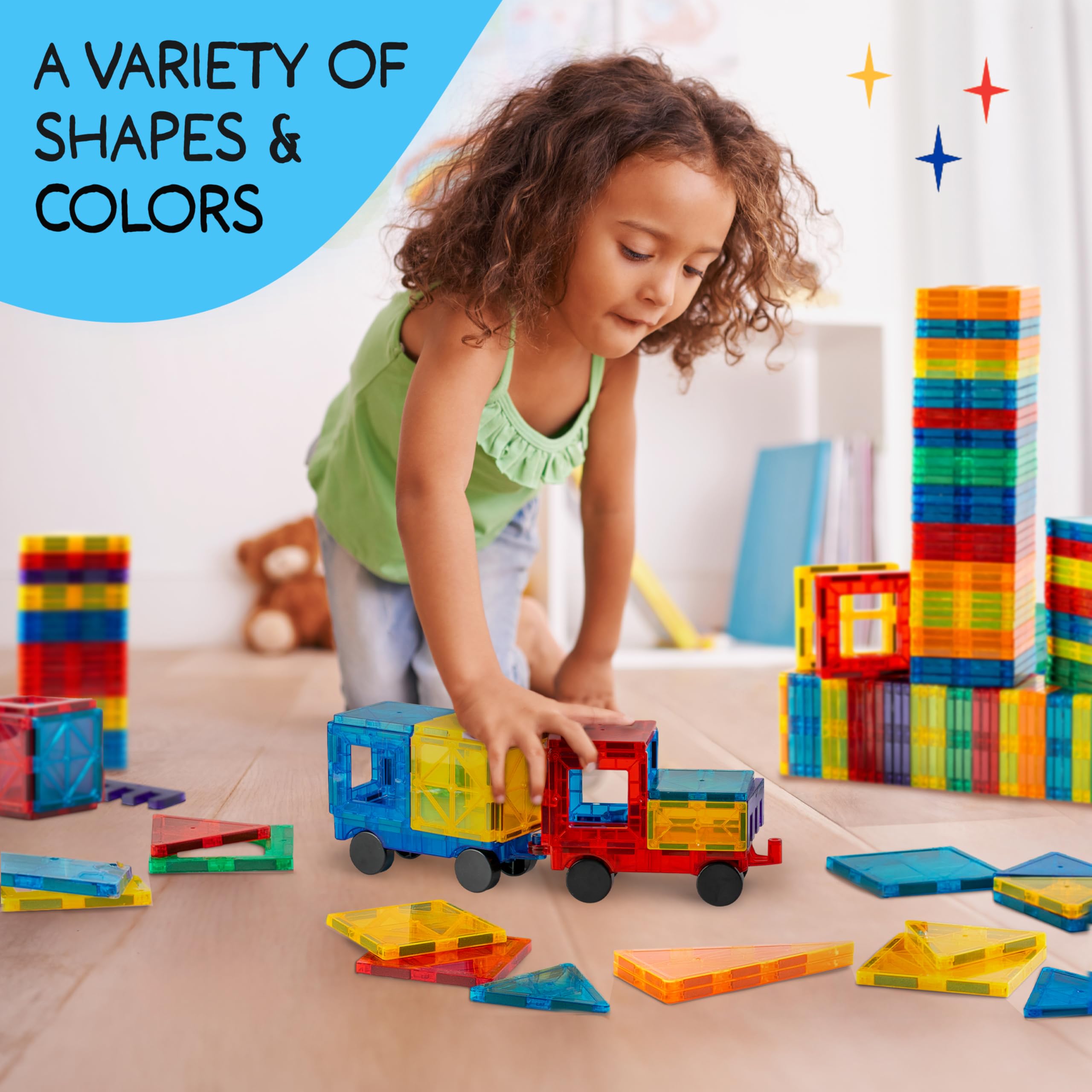 🧲 Kids Magnetic Tiles Building Blocks | Safe STEM Construction Toy